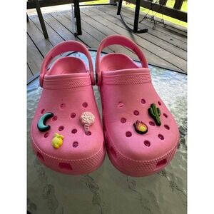 Crocs Classic‎ Clog Pink Rubber Slip On Casual Comfort Shoes Woman 7 Men 5